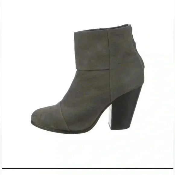 [7.5][W]Rag & Bone Newbury Nubuck Black Leather Heeled  Ankle Boots - Picture 1 of 11